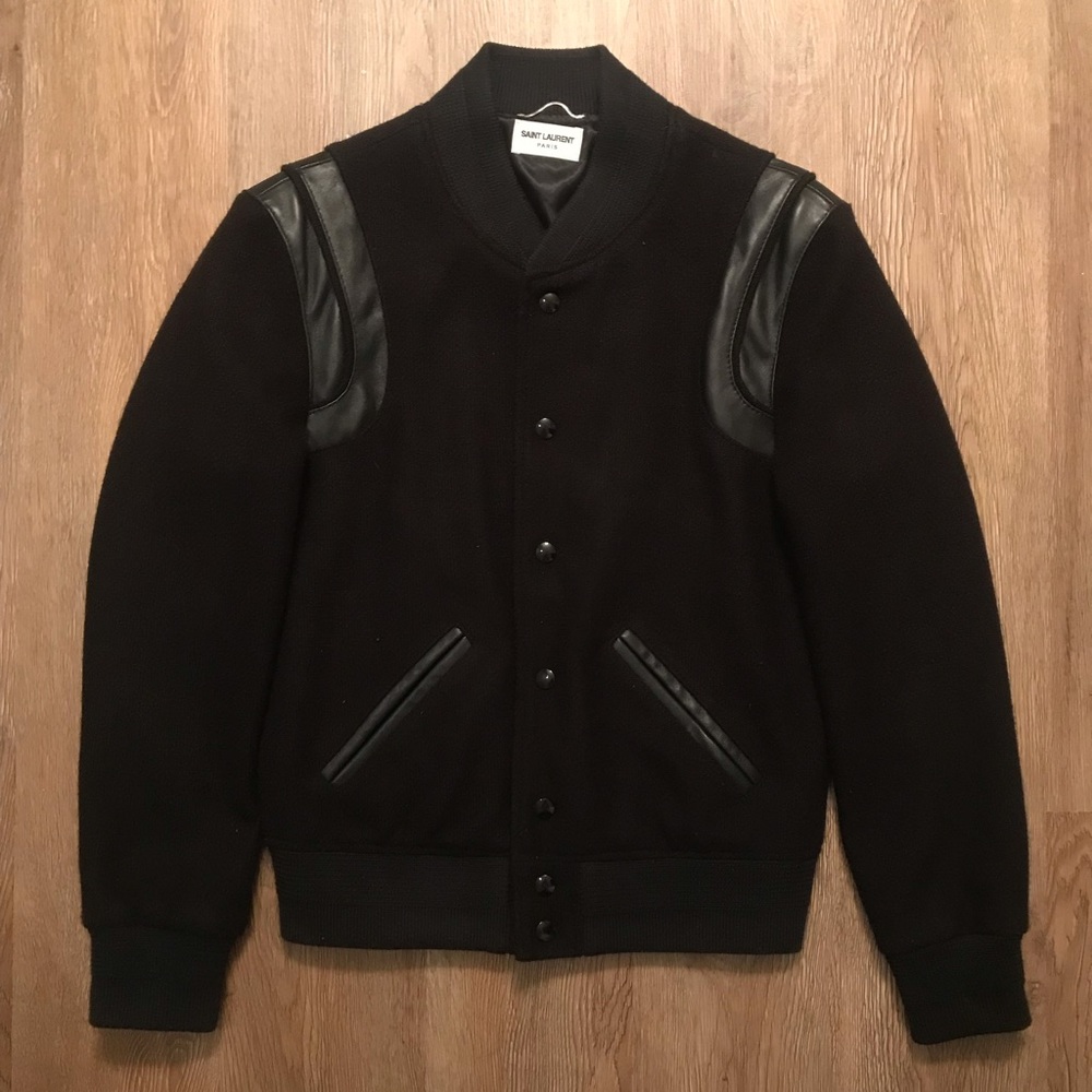 Saint Laurent Black Varsity Jacket / 44 XS